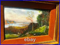 Ann Berthoin Enamel On Copper Pleasant Pasture Painting Art Rare 1970