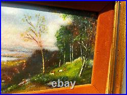 Ann Berthoin Enamel On Copper Pleasant Pasture Painting Art Rare 1970