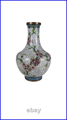 Antique 1906 Chinese Bronze Cloisonné Art Vase with Hand Painted Enamel