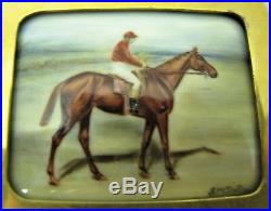 Antique 19th C. JOHN WILLIAM BAILEY Miniature Enamel Painting of Champion Horse