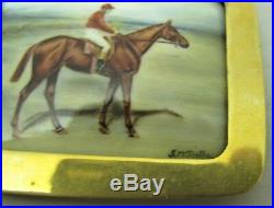 Antique 19th C. JOHN WILLIAM BAILEY Miniature Enamel Painting of Champion Horse
