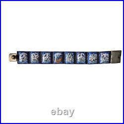 Antique 800 Silver Hand-painted Persian Storyteller Hinged Panel Bracelet