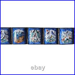 Antique 800 Silver Hand-painted Persian Storyteller Hinged Panel Bracelet