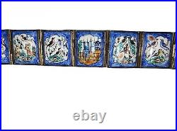 Antique 800 Silver Hand-painted Persian Storyteller Hinged Panel Bracelet