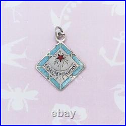 Antique Art Deco Austro Hungarian Guilloche Enamel Silver Charm Pendant