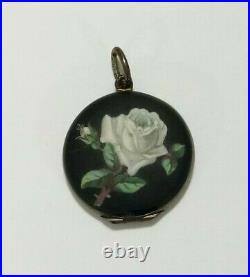 Antique Art Deco Sterling Silver Hand Painted Enamel Locket- As Is