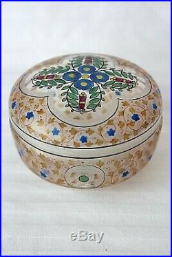 Antique Art Nouveau Bohemian Haida hand painted enamel jewelry box c 1900-1910