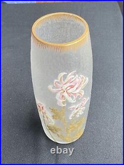 Antique Art Nouveau Enamel Painted Chrysanthemum French Japanesque Legras