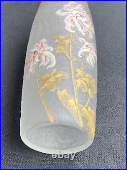 Antique Art Nouveau Enamel Painted Chrysanthemum French Japanesque Legras