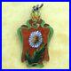 Antique Art Nouveau French Guilloche Enamel Daisy Silver Charm Pendant