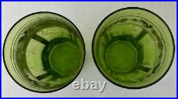 Antique Bohemian Czech Pitcher Tumbler Set Green Gold Gilt Enamel Flowers