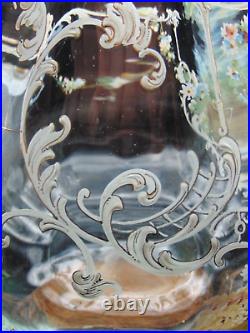 Antique Bohemian Hand Painted Enamel Hercules & Omphale Mythology Art Glass Vase