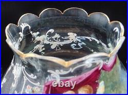 Antique Bohemian Hand Painted Enamel Hercules & Omphale Mythology Art Glass Vase