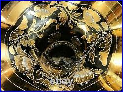 Antique Bohemian Hand Painted Gold & Enamel Poppy Floral Nouveau Art Glass Vase