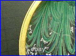 Antique Bohemian Moser Hand Painted Stork Floral Enameled Art Glass Trinket Box