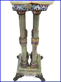 Antique Champleve Cloisonne Enamel Mounted Git Bronze Onyx gueridon Table