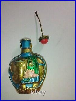 Antique Chinese Metal Enamel Painted Elephant motif snuff bottle