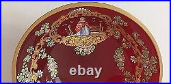 Antique Cranberry Red Gilt & Enamel Decorated Art Glass Compote Hand Painted