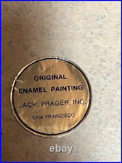 Antique Enamel On Copper Original Art By Jack Prager Inc. Of Girl RARE