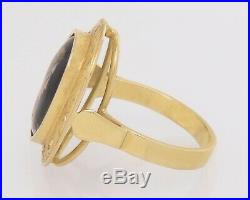 Antique Estate 14K Yellow Gold Enamel & Hand Painted Email d'Art Ring 5.6g