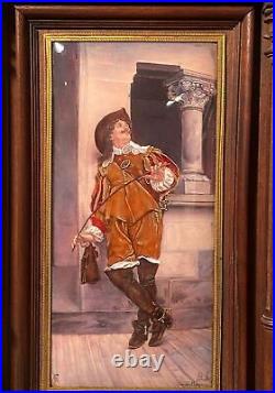 Antique French Artist Signed Enamel Framed