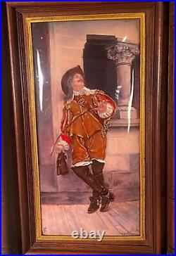 Antique French Artist Signed Enamel Framed