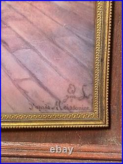 Antique French Artist Signed Enamel Framed