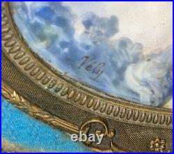 Antique French Enamel Anatole Vely Miniature Woman Portrait Painting Bronze Box