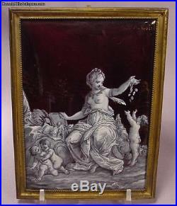 Antique French Enamel Nude With Children Signed A. Loire
