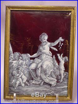 Antique French Enamel Nude With Children Signed A. Loire