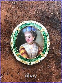 Antique French Georgian 18Th-Century Enamel Portrait Miniature Circa 1780