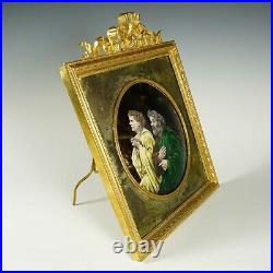 Antique French Limoges Enamel Miniature Portrait Plaque Gilt Bronze Frame