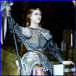 Antique French Limoges Enamel Portrait Plaque Joan of Arc, Religious Miniature