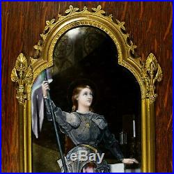 Antique French Limoges Enamel Portrait Plaque Joan of Arc, Religious Miniature