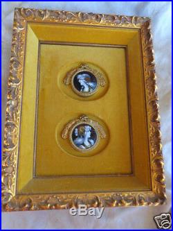 Antique French Limoges Sgd Enamel Copper Miniature Portrait Painting Plaque