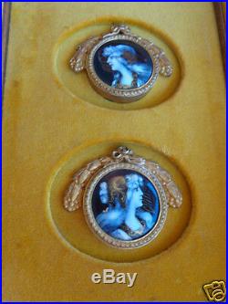 Antique French Limoges Sgd Enamel Copper Miniature Portrait Painting Plaque