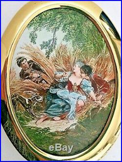 Antique French Miniature Enamel On Copper Oil Painting