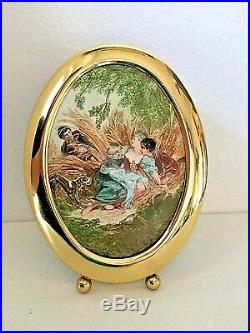 Antique French Miniature Enamel On Copper Oil Painting