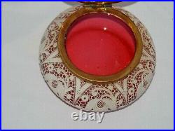 Antique Gorgeouse Hand Painted Enamel Moser Cranberry Art Glass Trinket Box