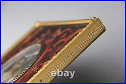 Antique Guilloche Miniature Victorian Art Painting Ornate Brass Enamel Frame