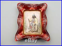 Antique Hand Painted Enamel Portrait Dish Copper Moorish Prince Victorian Signed