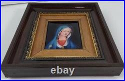 Antique Handpainted Signed Limoges France Enamel Virgin Mary Portrait