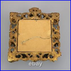 Antique Italian Enamel on Copper Portrait of Classical Woman in Giltwood Frame