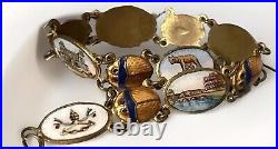 Antique Italian Guilloché Scrab Enamel Beetle Bracelet Egyptian Revival Painted