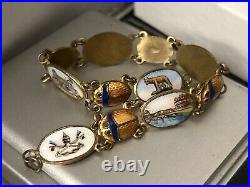 Antique Italian Guilloché Scrab Enamel Beetle Bracelet Egyptian Revival Painted