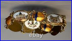 Antique Italian Guilloché Scrab Enamel Beetle Bracelet Egyptian Revival Painted