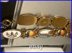 Antique Italian Guilloché Scrab Enamel Beetle Bracelet Egyptian Revival Painted