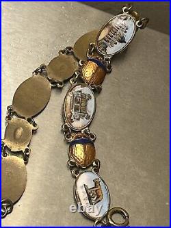 Antique Italian Guilloché Scrab Enamel Beetle Bracelet Egyptian Revival Painted