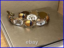 Antique Italian Guilloché Scrab Enamel Beetle Bracelet Egyptian Revival Painted