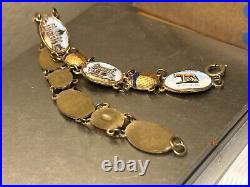 Antique Italian Guilloché Scrab Enamel Beetle Bracelet Egyptian Revival Painted